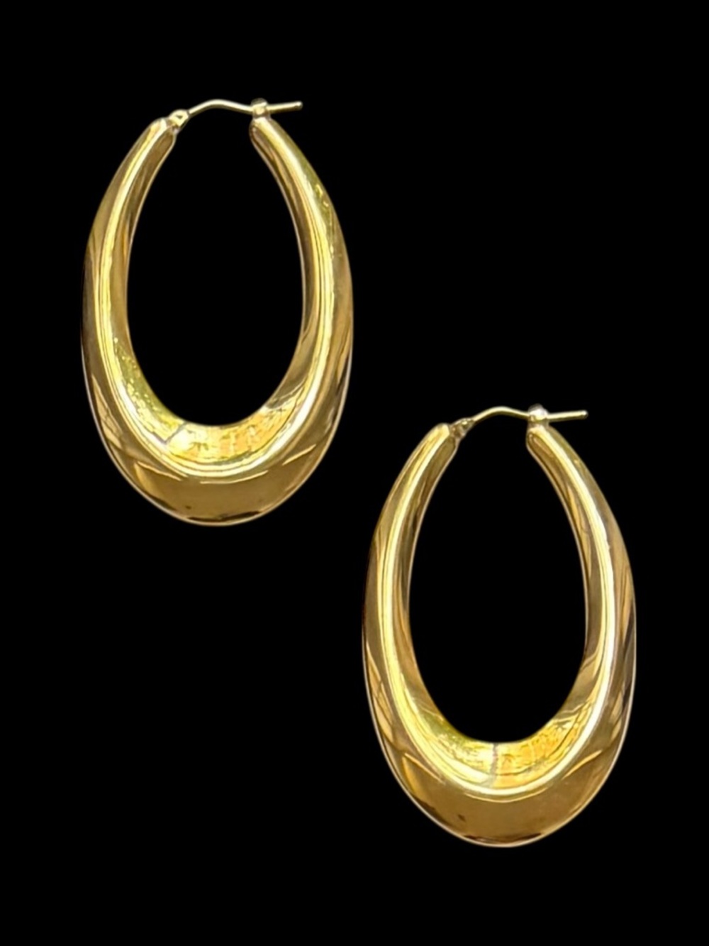 Milor Italy 14K Yellow Gold Polished Large Oval Hoop Earrings - Picture 5 of 11